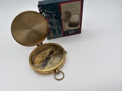 Pocket Compass Authentic Models CO003 BRASS Replica W/Box