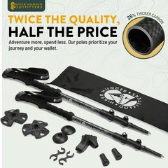 100% Carbon Fiber Adjustable Trekking Poles – Comfort Cork & EVA Foam Grips