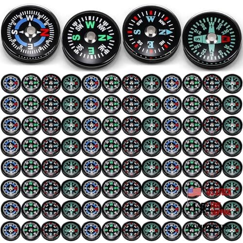 100 Pcs Button Compass Bulk 20mm Mini Survival Compass Pocket Oil Filled