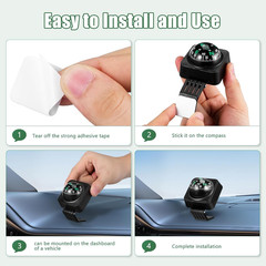 Car Compass Ball for Dashboard, Adjustable Auto Compass Dash Mount, Universal Ac