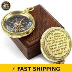 Trust in The Lord Engraved Compass with Wooden Box – Gift for All Occasions
