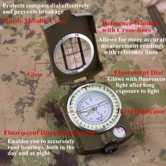 Military Compass, High Accuracy Waterproof & Shake proof with Carry Bag