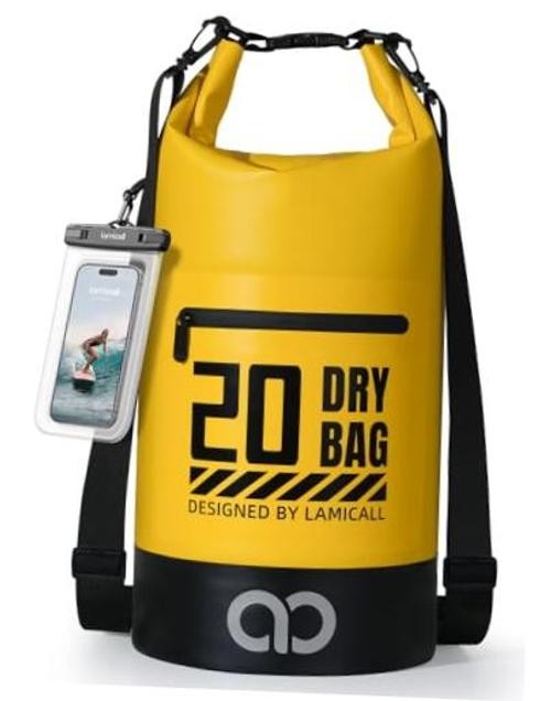 Waterproof Dry Bag with Phone Pouch – 5L/10L//30L/40L 20L Lemon Yellow