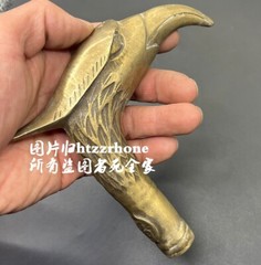 Brass Eagle Head Statue Walking Stick Cane Handle Top Topper Hand Grip Collect