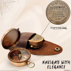 Brass Compass Unique Print To My Son Compass With Leather Case Antique Brass …