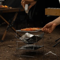 Stainless Steel Outdoor Grill with Detachable Mesh Bowl for Portable Camping