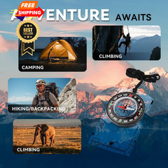 Magnetic Compass for Kids – Orienteering & Wilderness Middle-sized, clear