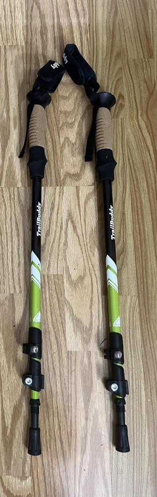 2x TrailBuddy 1A Walking Trekking Poles Lightweight Adjustable Collapsible Green