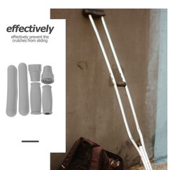 1 Set Reusable Anti Slip Crutch Handle Covers Grey Tpr Material Comfortable Grip