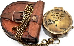 So You Can Brass Pocket Compass With Buckle Leather Pouch Way Back Engraved Gift