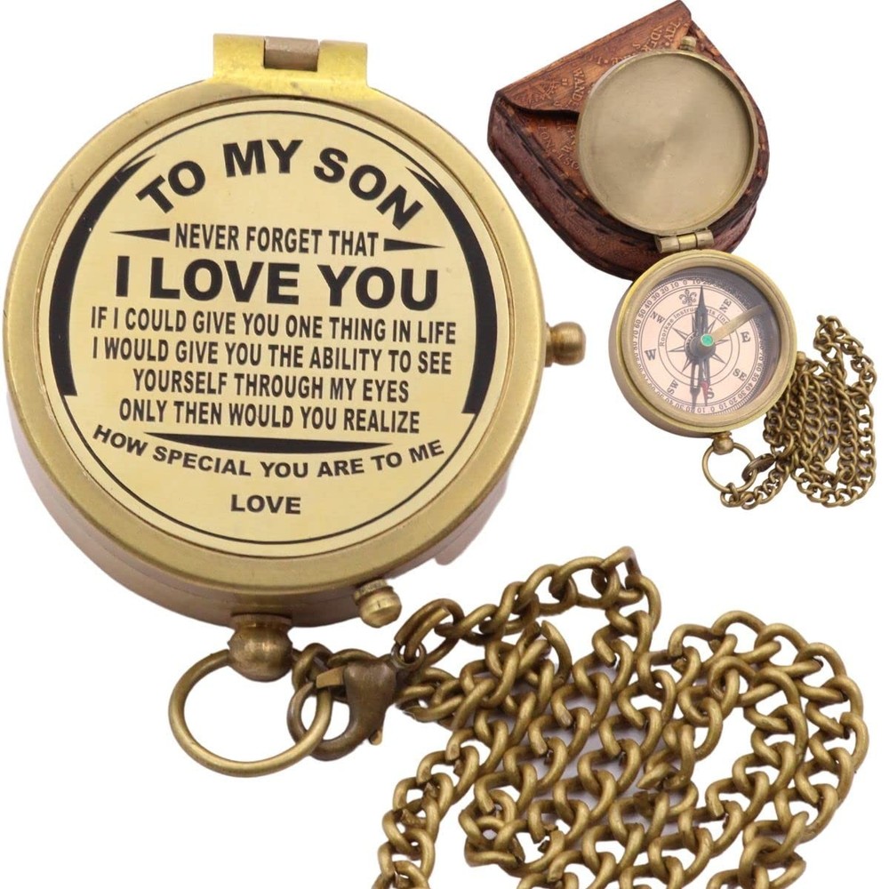 to My Son Compass Engraved Gift from Dad or Mom Father-Son & Mother-Son Bondi…