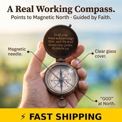 SFdizayn Brass Pocket Compass – Baptism & Confirmation Gift