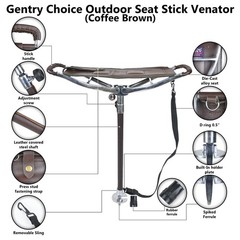 Adjustable Outdoor Shooting Stick Seat Hunting Cane Walking Stick Fishing Stool