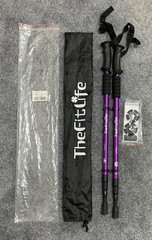 The Fit Life AntiShock Trekking Poles Aluminum Adjustable 26-53” Purple Black 5p