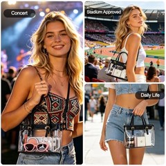 Clear Bag for Stadium Events, Stadium Approved Clear Crossbody Bag, Clear Black