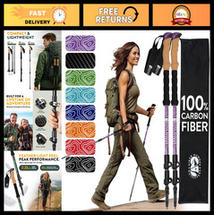 Lightweight Carbon Fiber Trekking Poles – Collapsible Hiking Sticks with Cork Gr