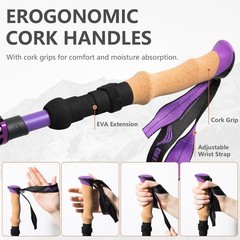 BISINNA Carbon Fiber Trekking Poles Collapsible Hiking 100-115, Purple