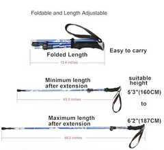 A ALAFEN Aluminum Collapsible Ultralight Travel Trekking 1 PC(1 Pole) P1_Blue