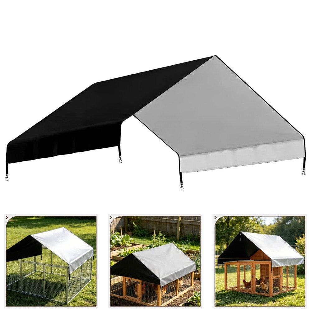 Durable Oxford Cloth Outdoor Chicken Coop Cover Black Waterproof Sunshade