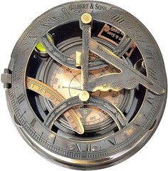Engraved Sundial Brass Compass – 5 inches Large Sundial Compass in Leather Case