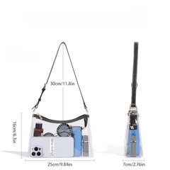 Clear Bag for Stadium Events – Women’s Clear Shoulder Bag – Transparent Black-a