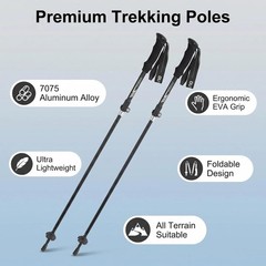 Folding Hiking Poles, Lightweight 7075 Aluminum Alloy Mountain Tech Trekking