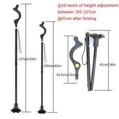Retractable Straight Posture Cane Walking Stick Camping Travel Trekking Pole USA