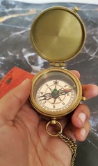 Personalized Gift, Engraved Antique Brass Compass with Leather Case,Gift for Son