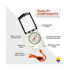 Sun Company ProSight Sighting Map Compass with Adjustable Declination – Light…
