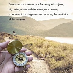Brass Pocket Compass Outdoor Camping Hiking Navigation Compass Glow Dial