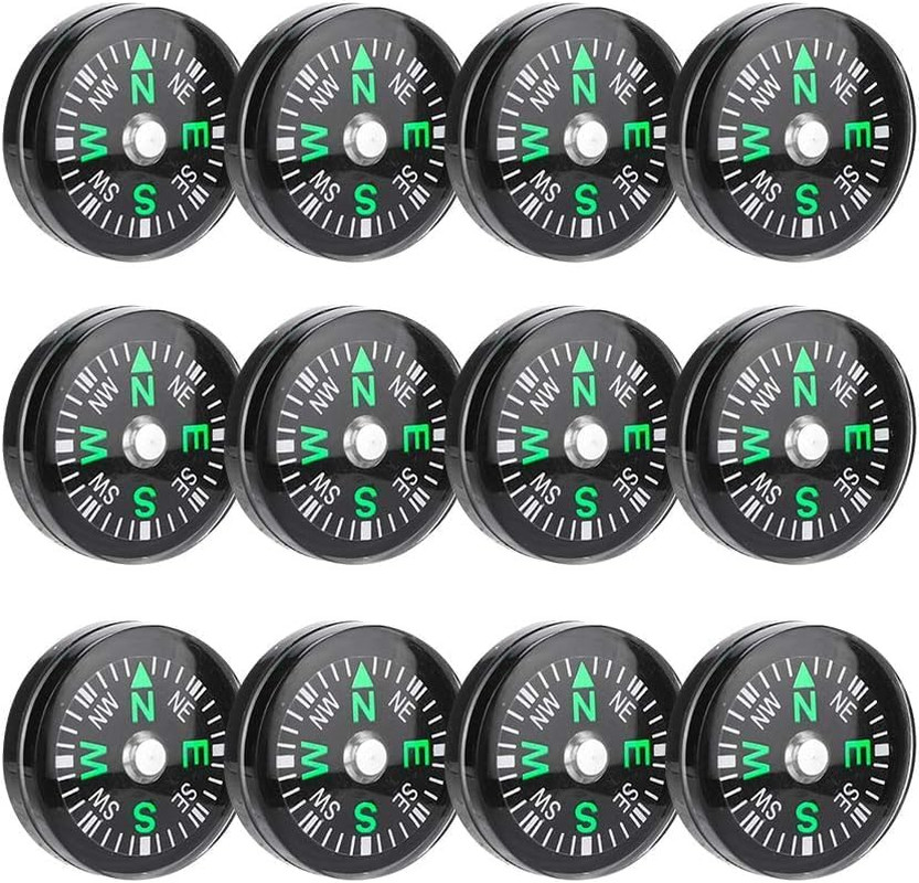 50 Pieces Mini Compass Small Button for Kids 20Mm Bulk Hiking Liquid Filled Surv