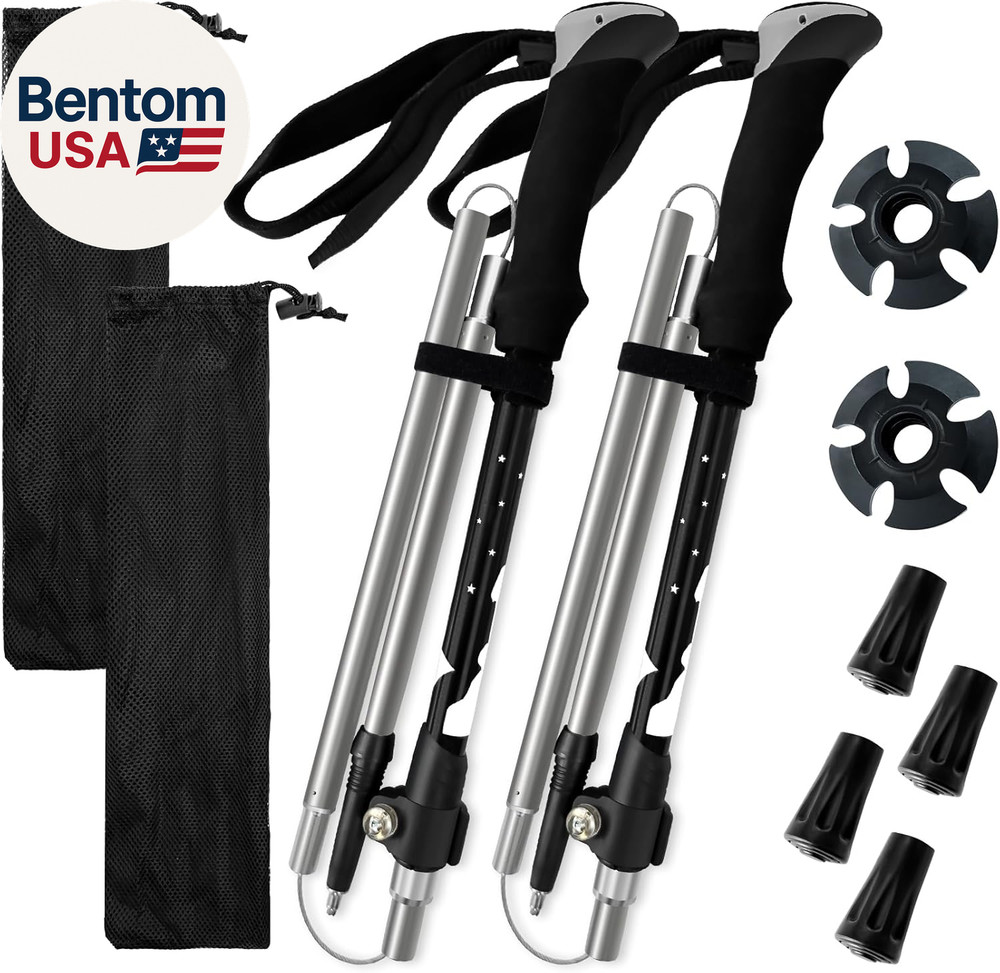 Collapsible Trekking Poles for Hiking – Lightweight Foldable Hiking Poles, 2 Pac
