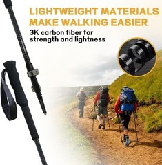 Carbon Fiber Trekking Poles 2 Pcs Ultra Lightweight Telescopic Collapsible