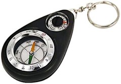 Black Lightweight Mini Outdoor Camping Survival Thermometer Compass Key Chain