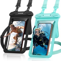 Waterproof Phone Pouch 2 Pack Up to 8.8″, Double Bag | IPX8 Black+Green
