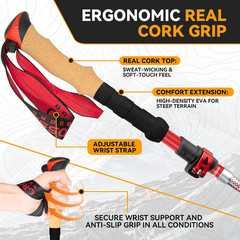 Collapsible Trekking Poles for Hiking – Lightweight Adjustable Aluminum Folding