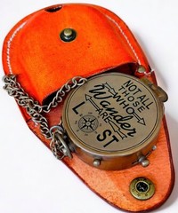 Not All Those Who Wander are Lost Quote Pocket Navigat Compass with Leather Case