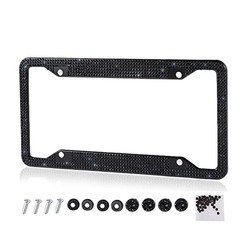 Fashion Handmade 4 Holes Black Crystal License Plate Frames,Premium US