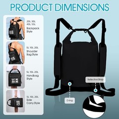MORXPLOR Dry Bag Waterproof,5L/10L/20L/30L/40L/55L Roll Top Dry 5Liter Black