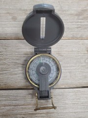 Coleman Engineer Lensatic Hiking Compass With Folding Clasp Lightweight Gray