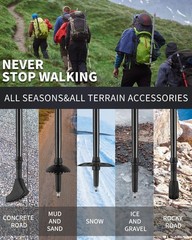 Lightweight Adjustable Aluminum Trekking Poles for Hiking, 1 Pair