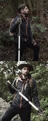 121CM Hiking Pole with Strong Flashlight, Foldable with Tactical Knife