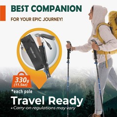 TREKOLOGY Trek-Z Cork Grip Trekking Poles – 130 cm, Black with Blue