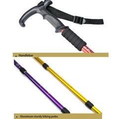2X Trekking Poles Nordic Walking Hiking Sticks Adjustable Anti-shock Alpenstock