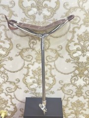Economy Seat Stick Walking Stick Folding Chair WITH TWO TONE LEATHER SEAT.