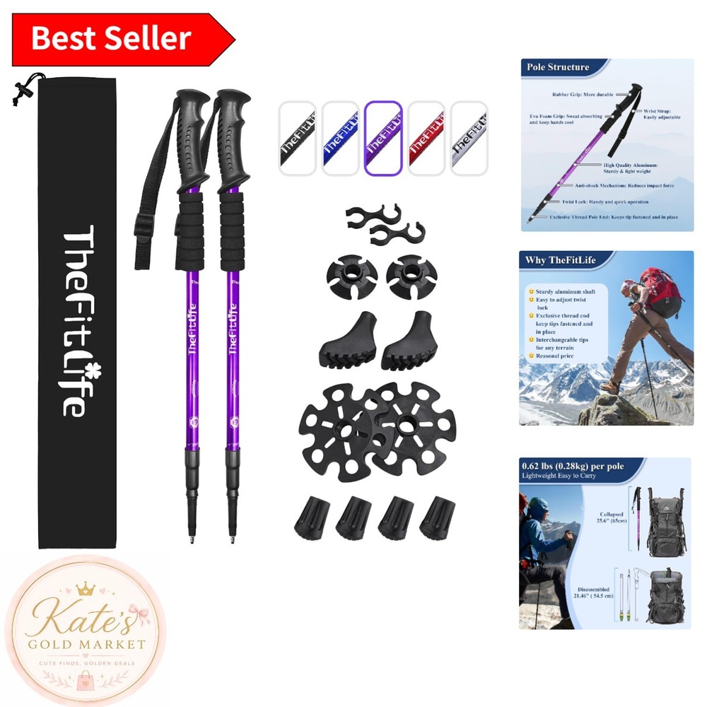 Anti-Shock Telescopic Trekking Poles – Collapsible Hiking Sticks for All Terrain