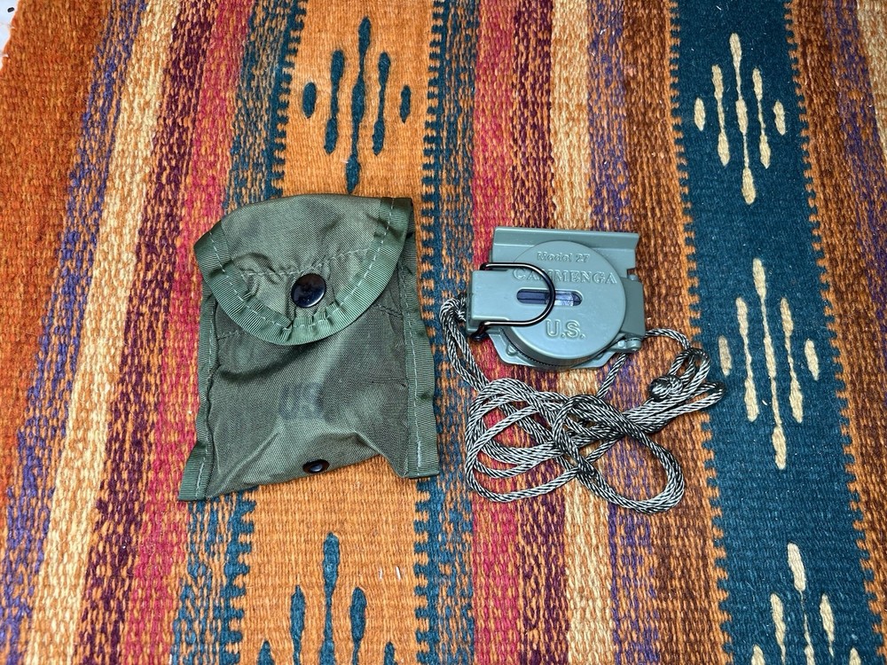 Cammenga Model 27 US Military Phosphorescent Lensatic Compass Tested W Pouch
