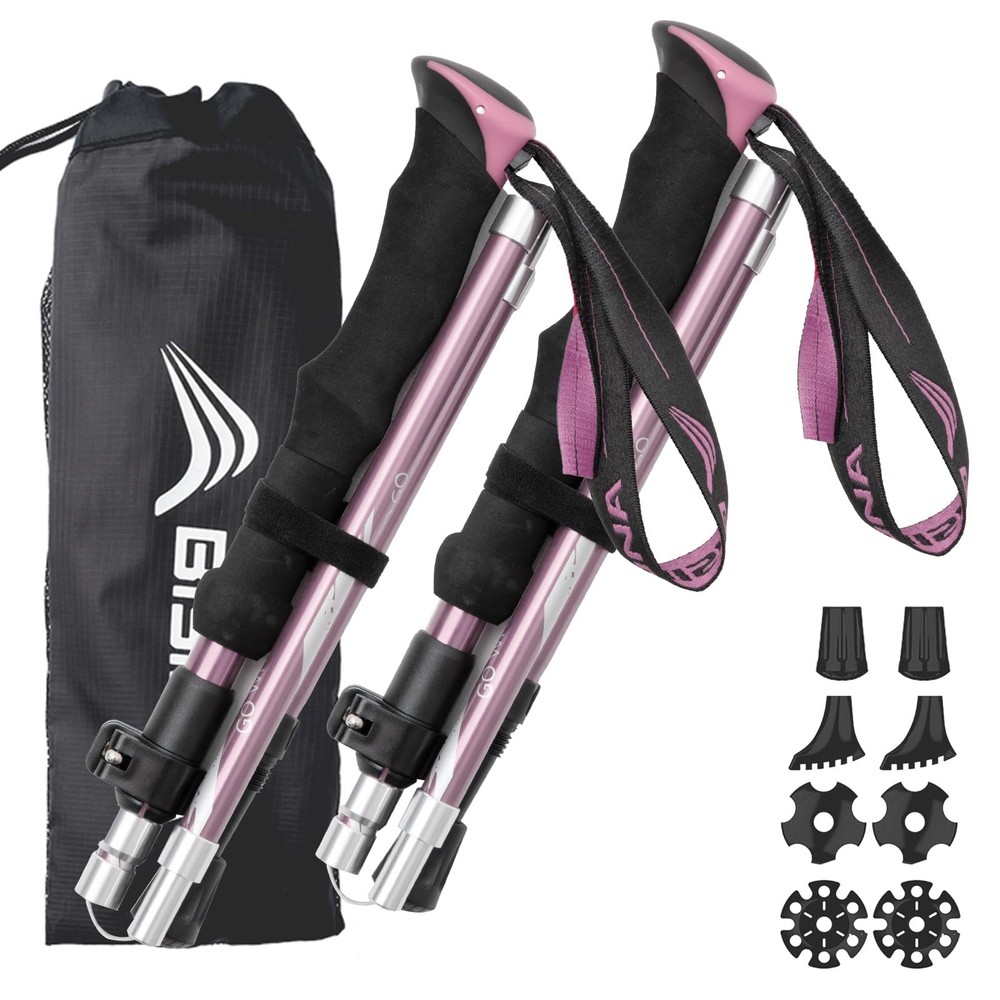Hiking Poles Collapsible Trekking Poles Aluminum Alloy Hiking Sticks 2 pc Lig…