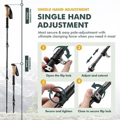 100% Carbon Fiber Trekking Poles for Hiking – Ultralight Collapsible 2 Pack