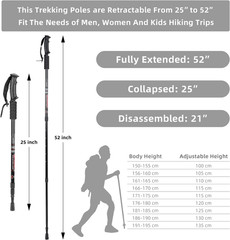 Hiking Trekking Poles, 2 Pack Collapsible, Lightweight, anti Shock, Walking Stic